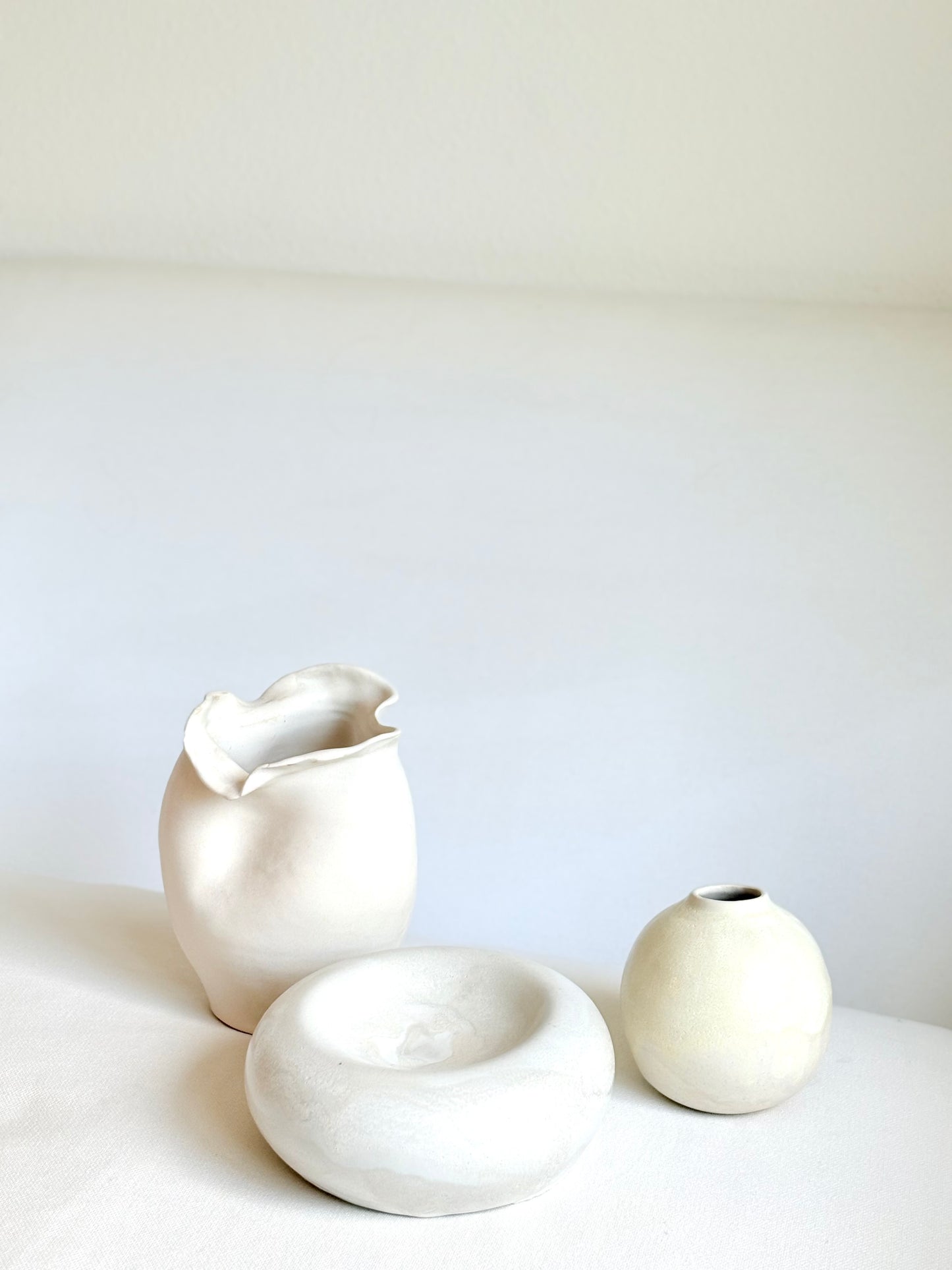 Sculptural Concave Bowl in Ecru Marble