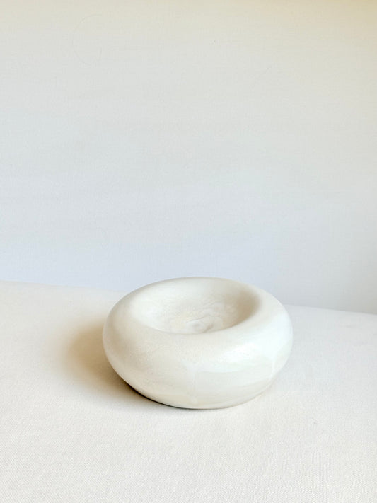 Sculptural Concave Bowl in Ecru Marble