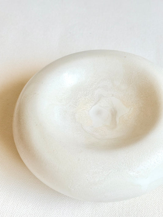 Sculptural Concave Bowl in Ecru Marble