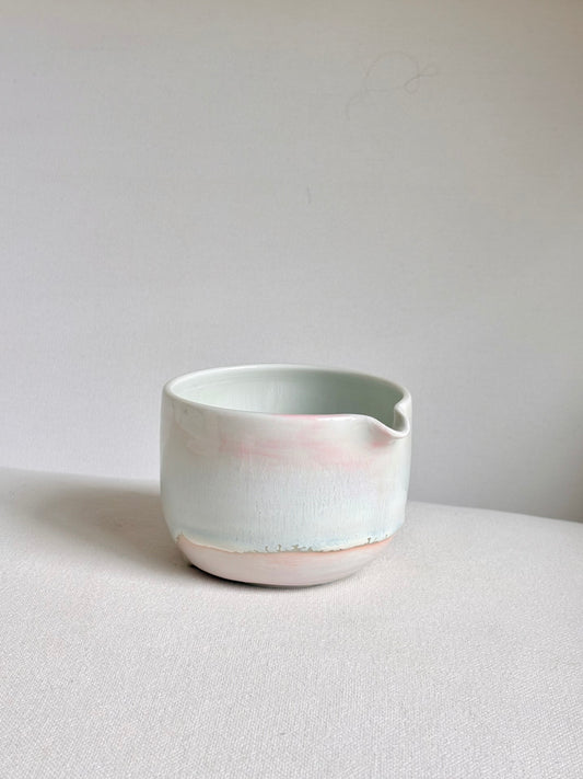 Light Pink Matcha Bowl with Opalescent Glaze - Large
