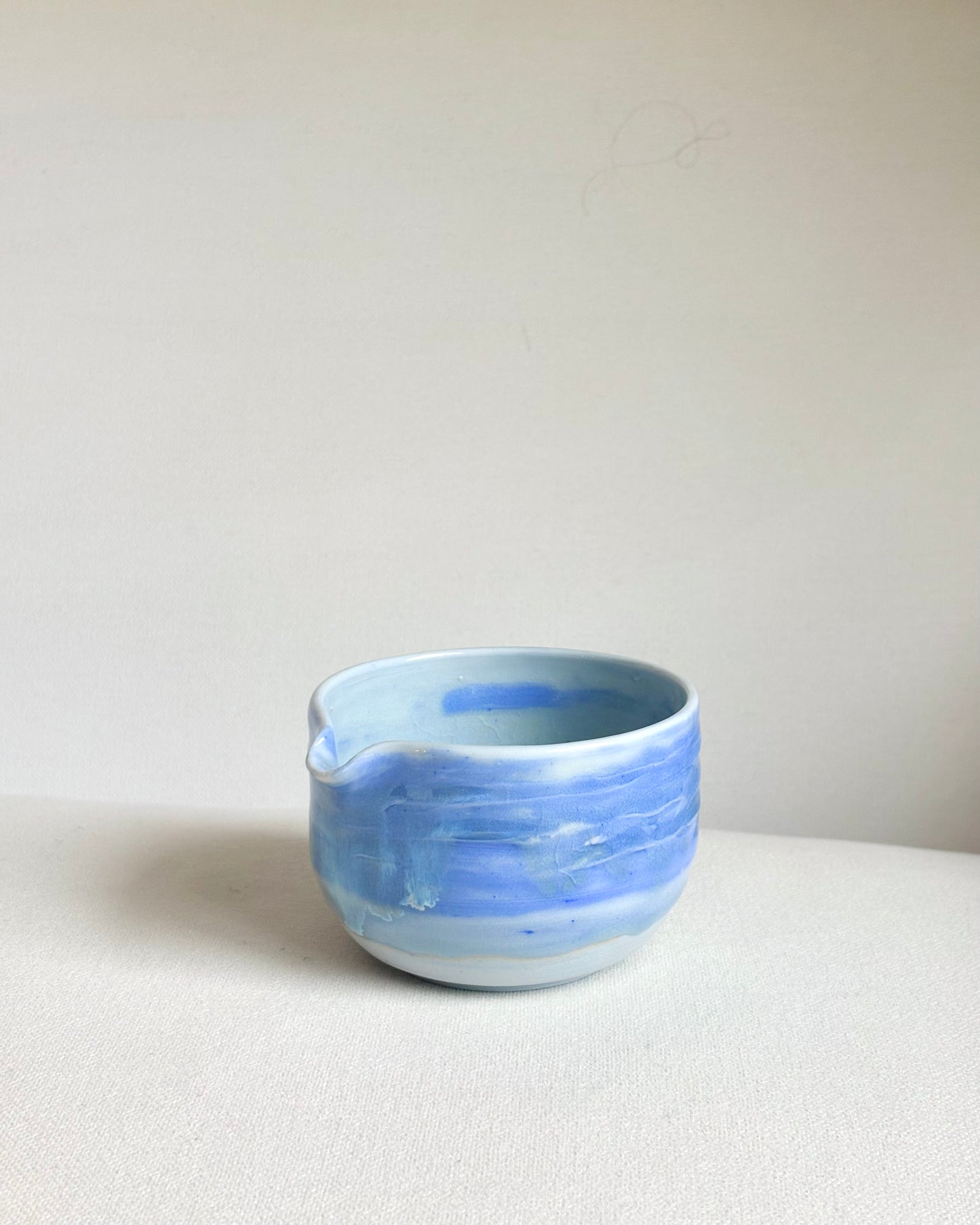 Blue Textural Matcha Bowl with Opalescent Glaze