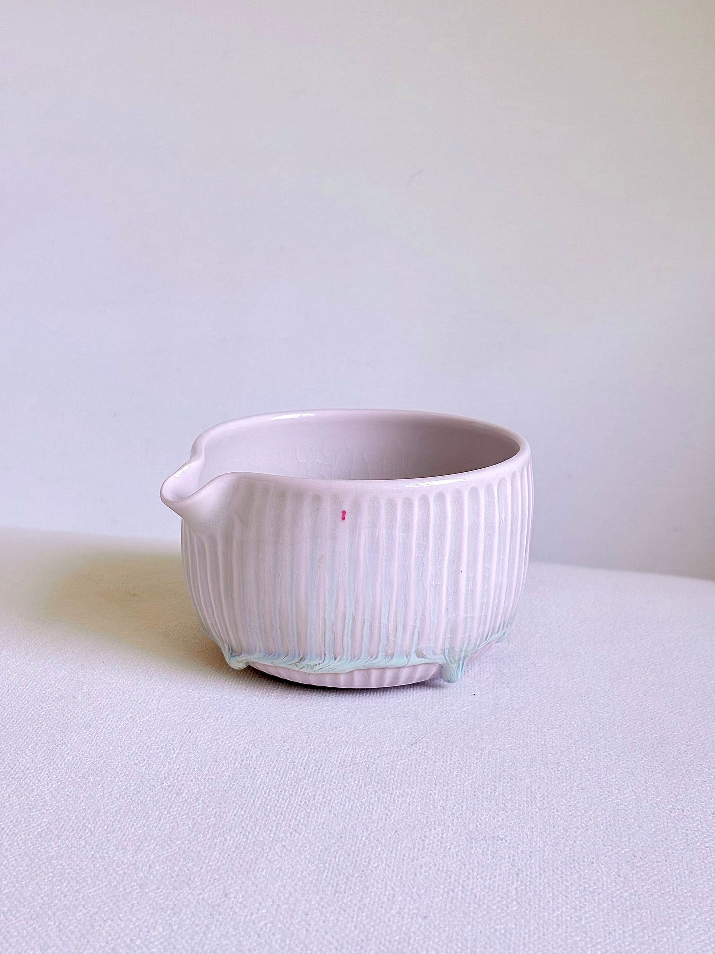 Fluted Porcelain Matcha Bowl - Pink