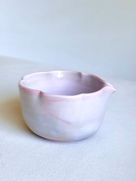 Cherry Blossom 6 Petal Matcha Bowl with Opalescent Glaze - available on 3/22 Copy