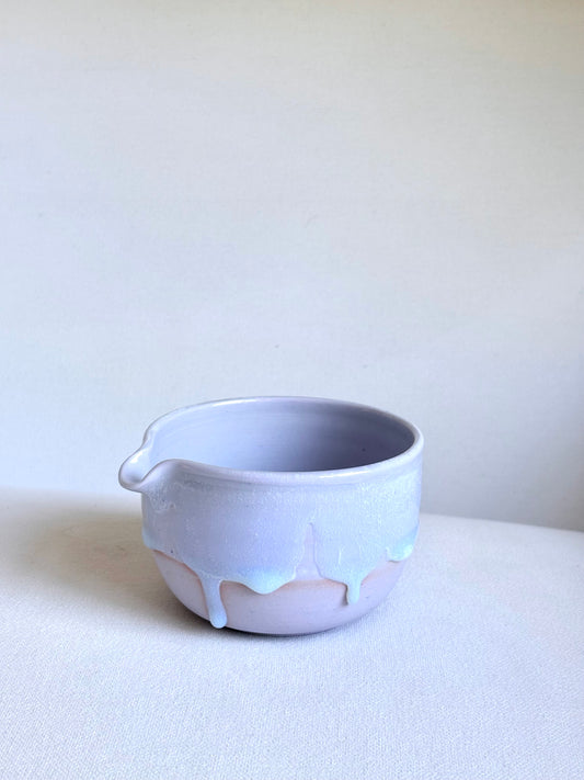 Lavender Matcha Bowl with Aquamarine Drip 2 - available on 3/22