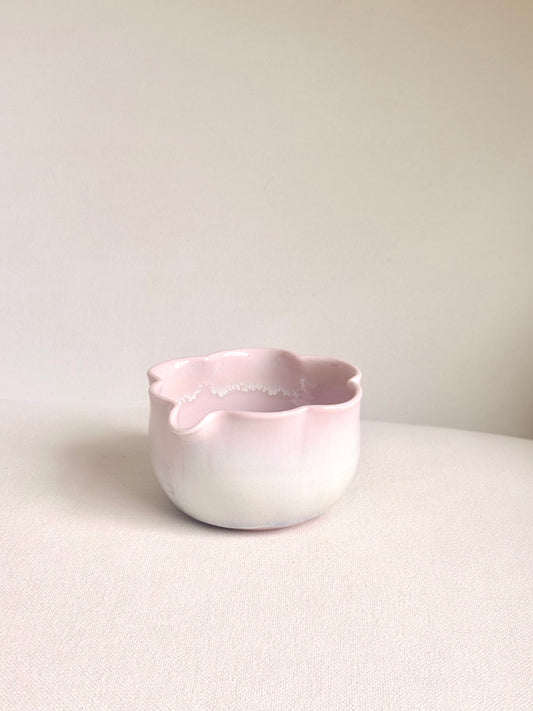 Cherry Blossom 6 Petal Matcha Bowl with Opalescent Glaze 1 - available on 5/16