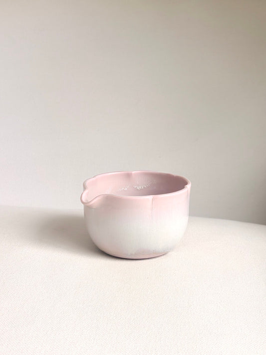 Cherry Blossom 6 Petal Matcha Bowl with Opalescent Glaze 2 - available on 5/16
