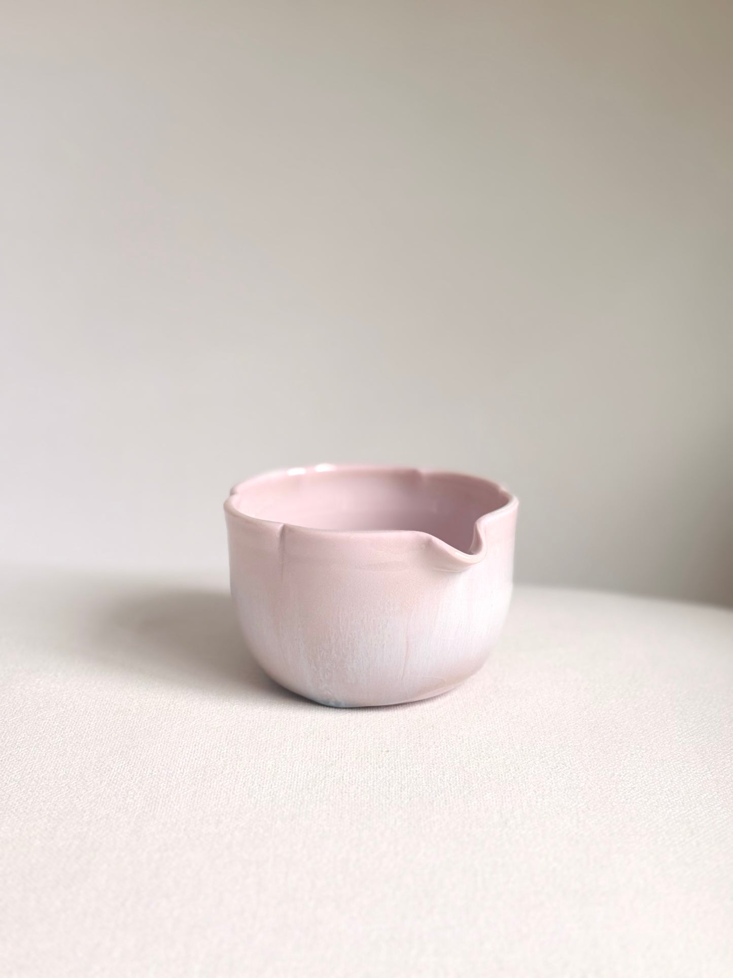 Cherry Blossom 6 Petal Matcha Bowl with Opalescent Glaze 2 - available on 5/16