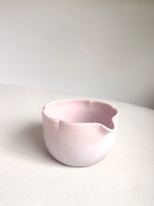 Cherry Blossom 6 Petal Matcha Bowl with Opalescent Glaze 2 - available on 5/16