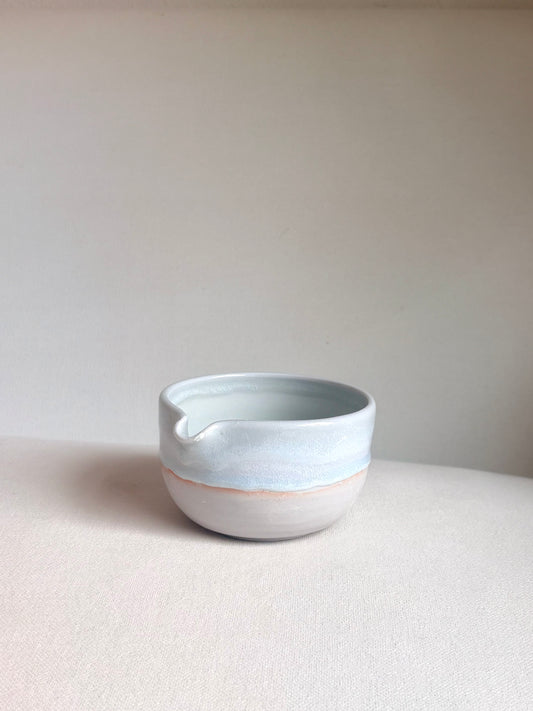 Light Lavender Matcha Bowl with Aquamarine Drip  - available on 5/16
