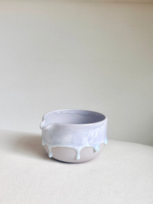Lavender Matcha Bowl with Aquamarine Drip- available on 5/16
