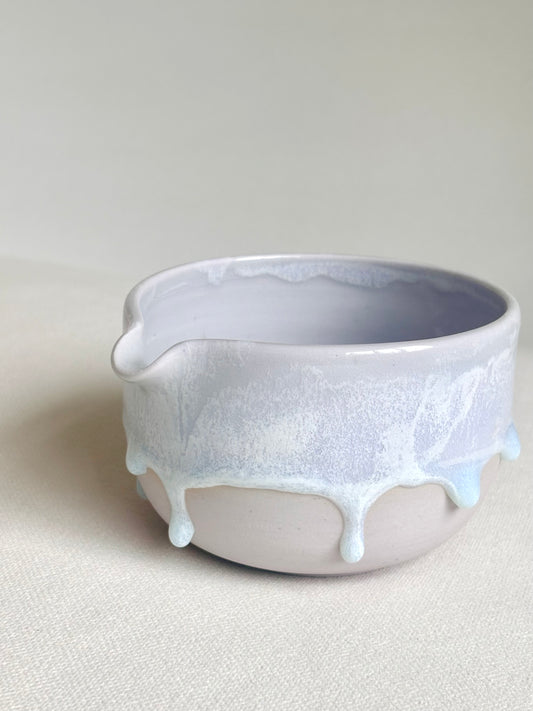 Lavender Matcha Bowl with Aquamarine Drip- available on 5/16