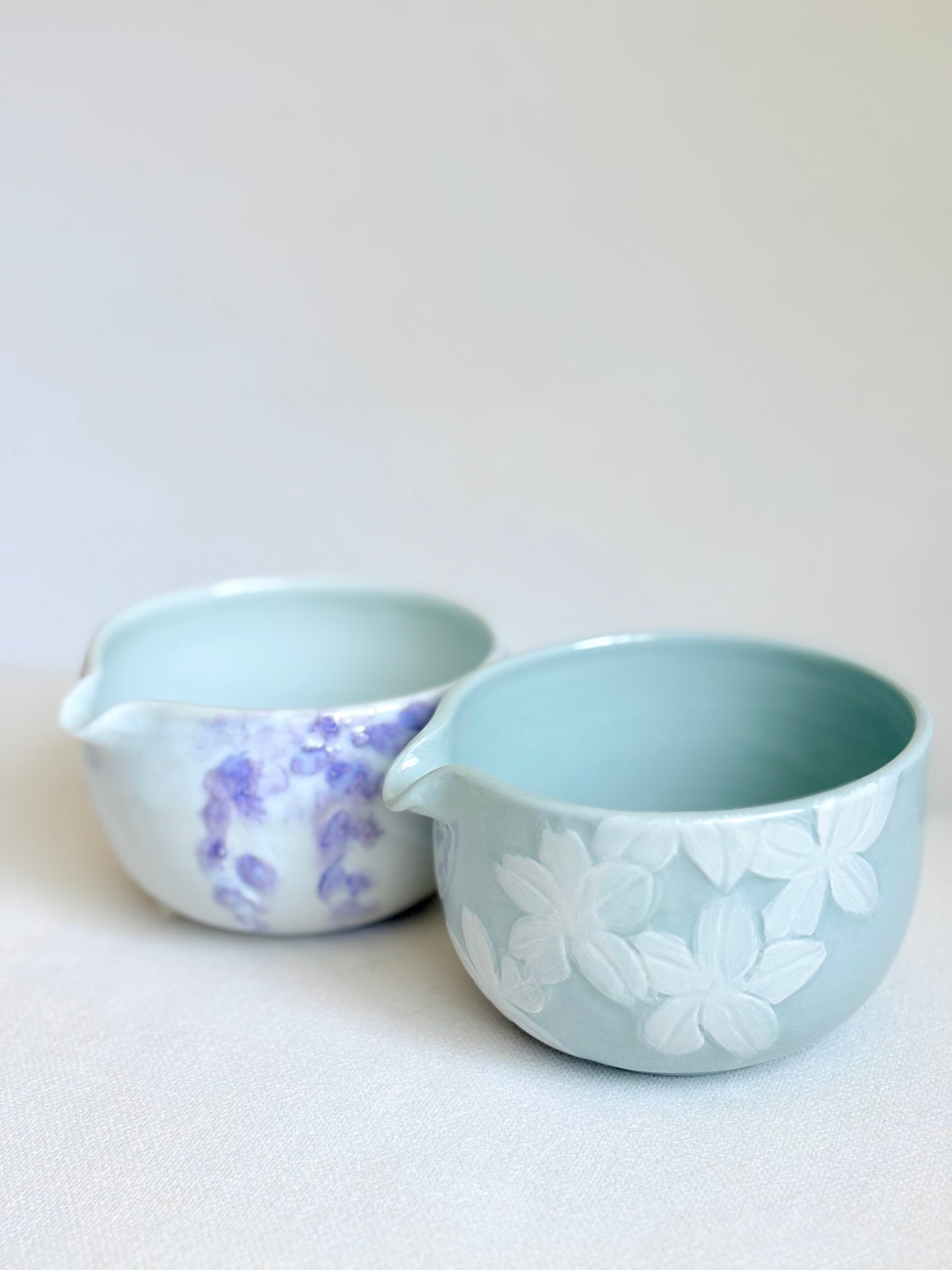 Sage Green Hellebore Hand Carved Matcha Bowl