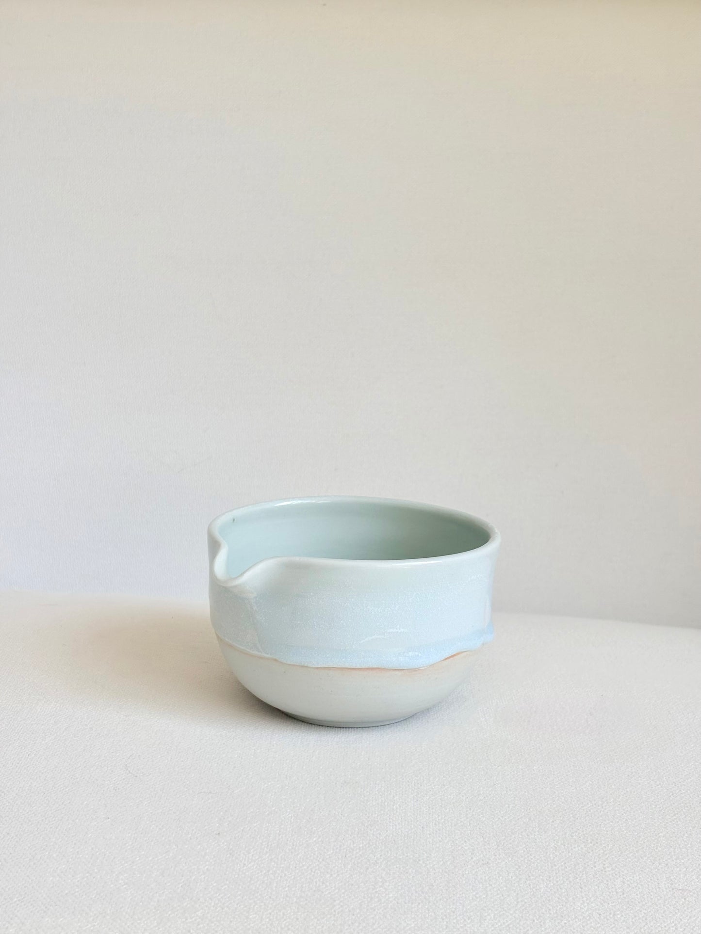 White Matcha Bowl with Aquamarine Drip, discounted - available on 6/20