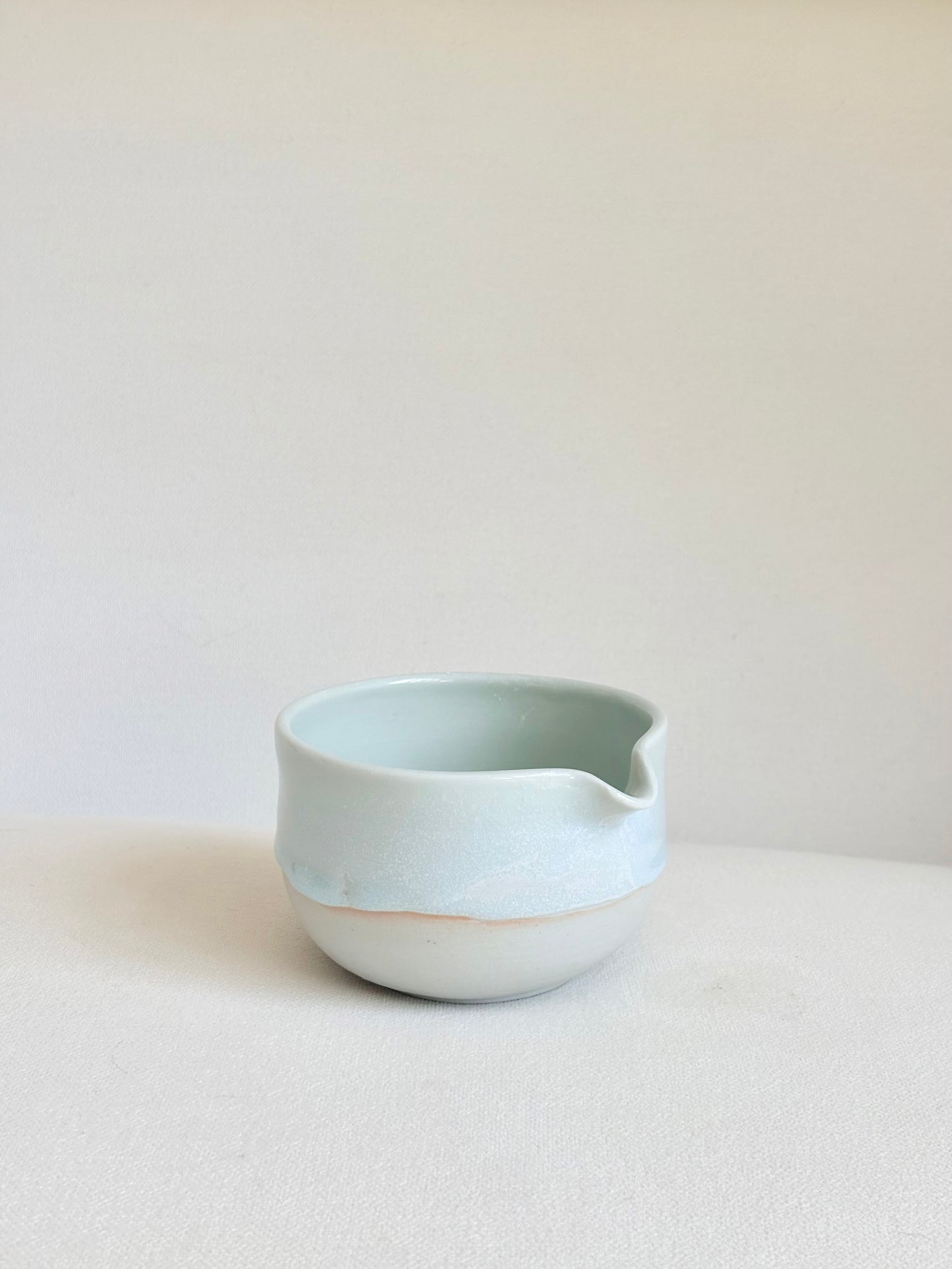 White Matcha Bowl with Aquamarine Drip, discounted - available on 6/20