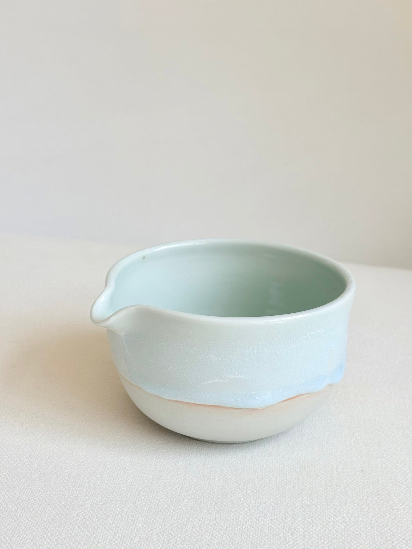White Matcha Bowl with Aquamarine Drip, discounted - available on 6/20
