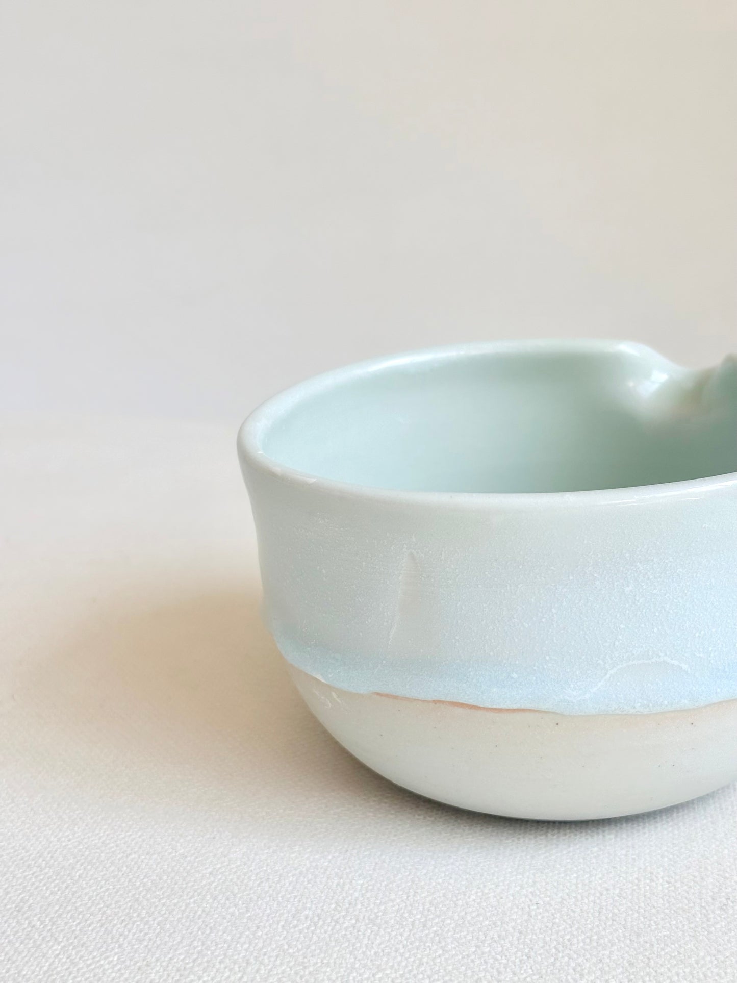 White Matcha Bowl with Aquamarine Drip, discounted - available on 6/20