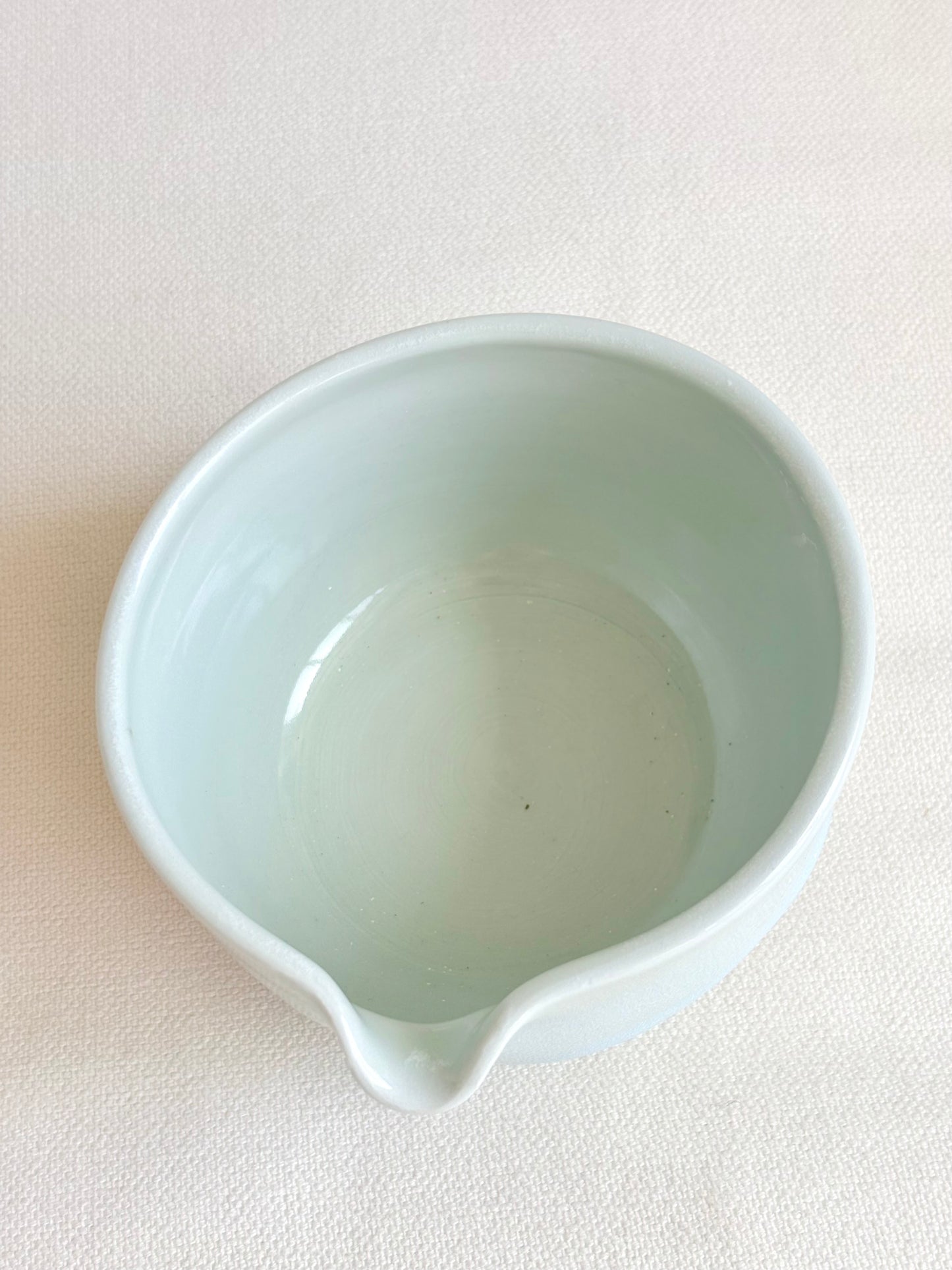 White Matcha Bowl with Aquamarine Drip, discounted - available on 6/20