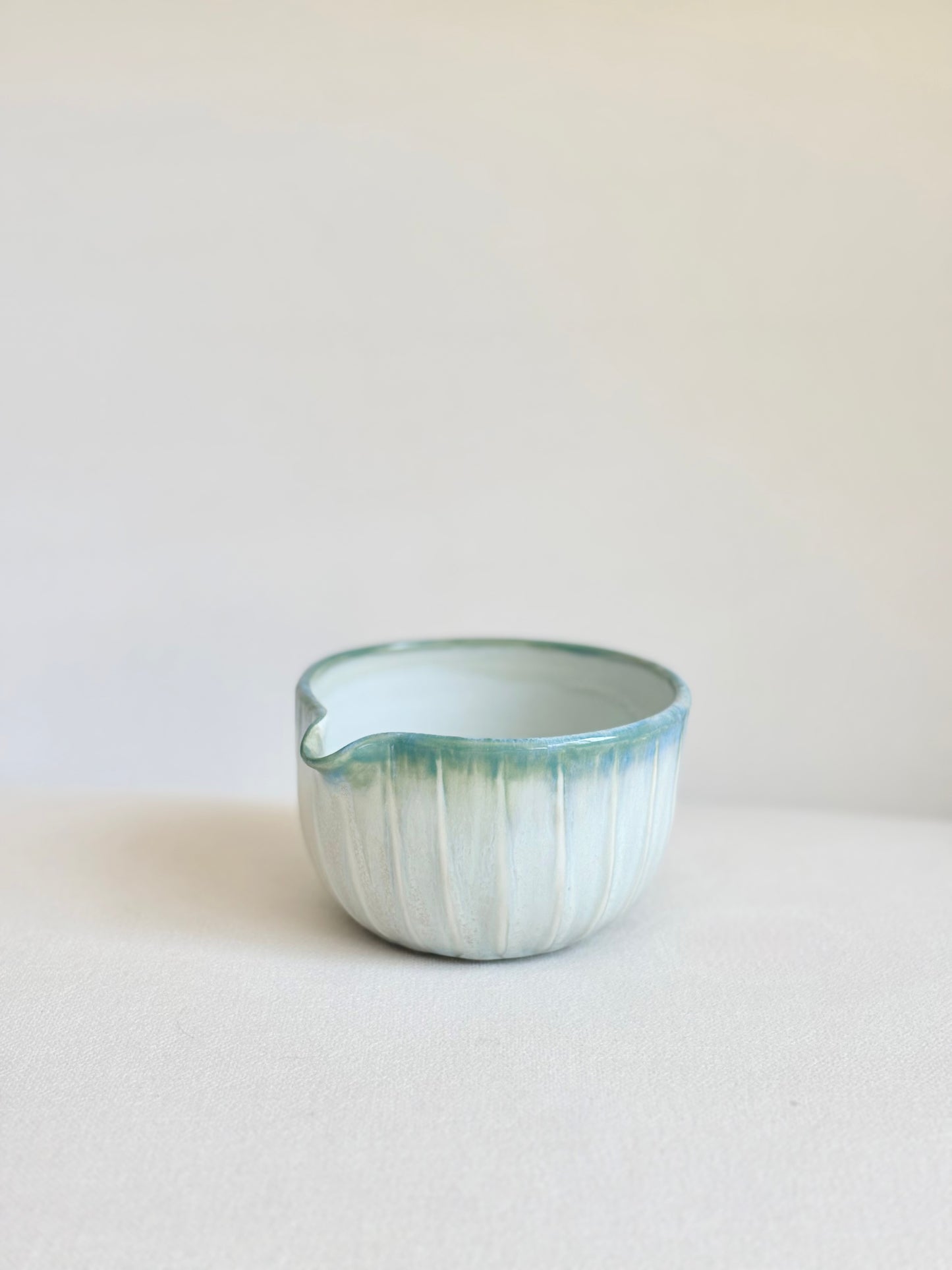 Green Gradient Fluted Porcelain Matcha Bowl - available on 6/20