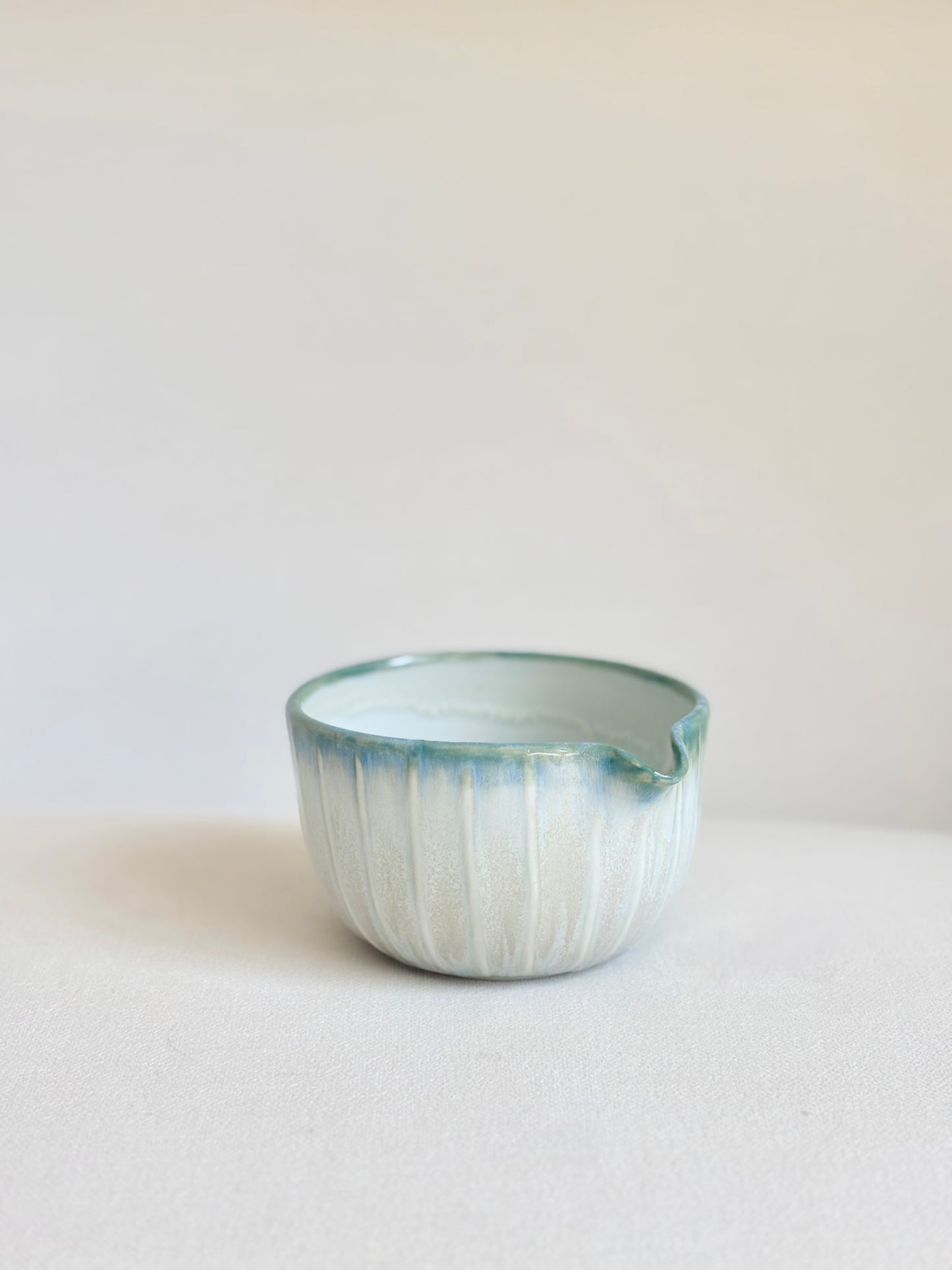 Green Gradient Fluted Porcelain Matcha Bowl - available on 6/20