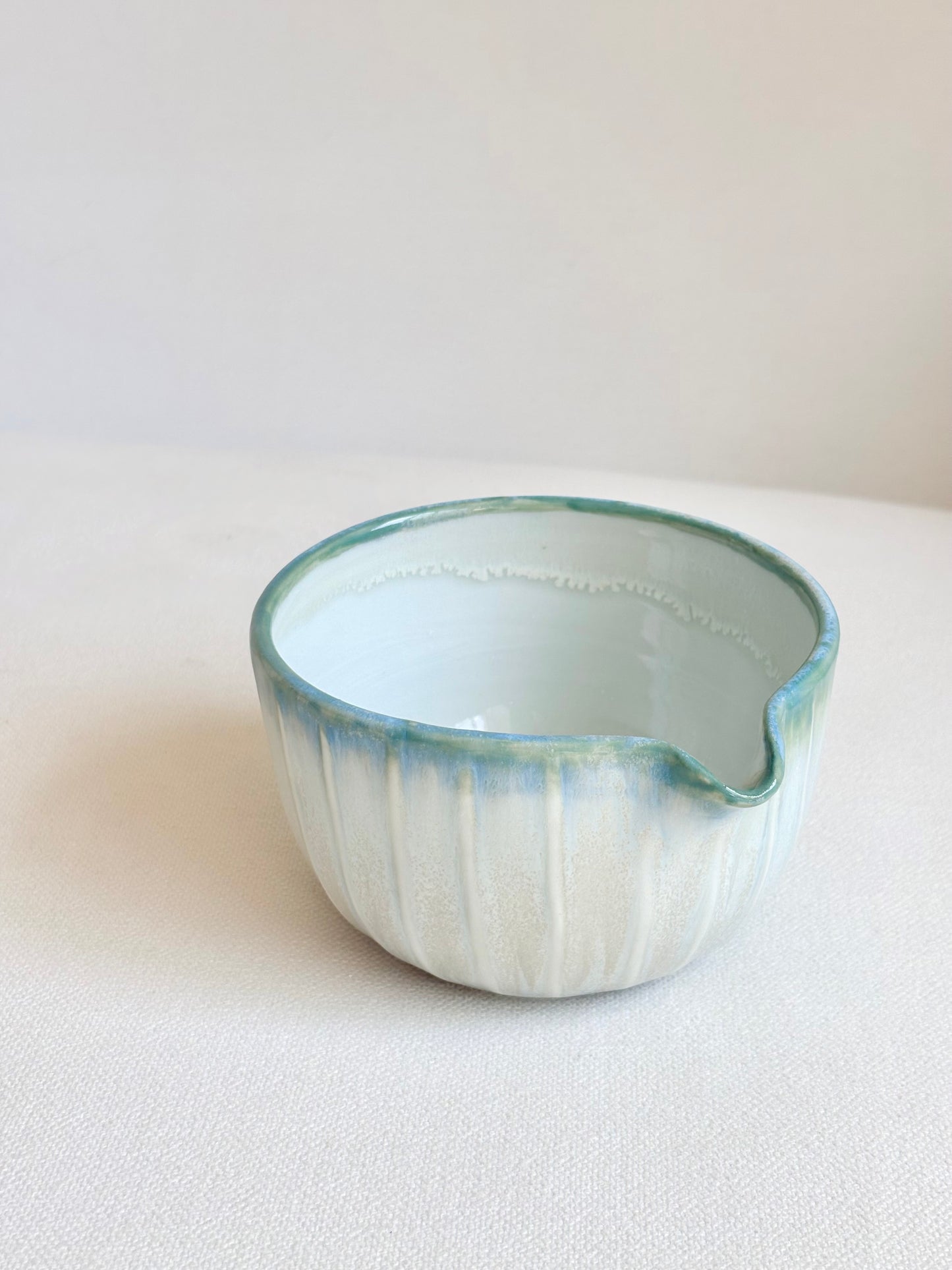 Green Gradient Fluted Porcelain Matcha Bowl - available on 6/20