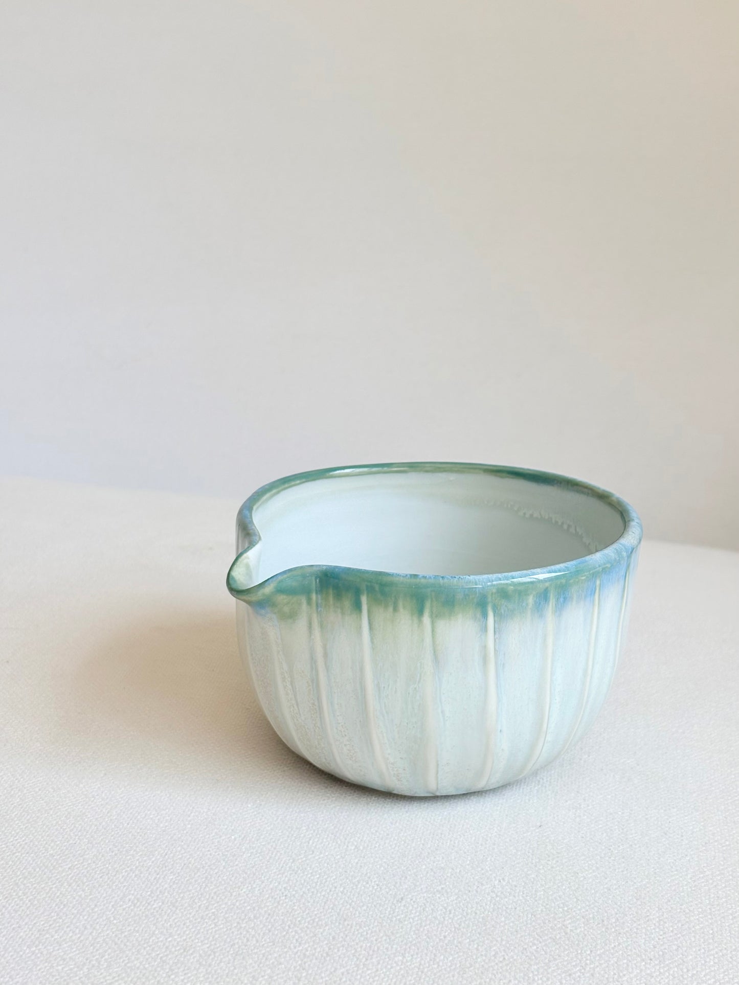 Green Gradient Fluted Porcelain Matcha Bowl - available on 6/20