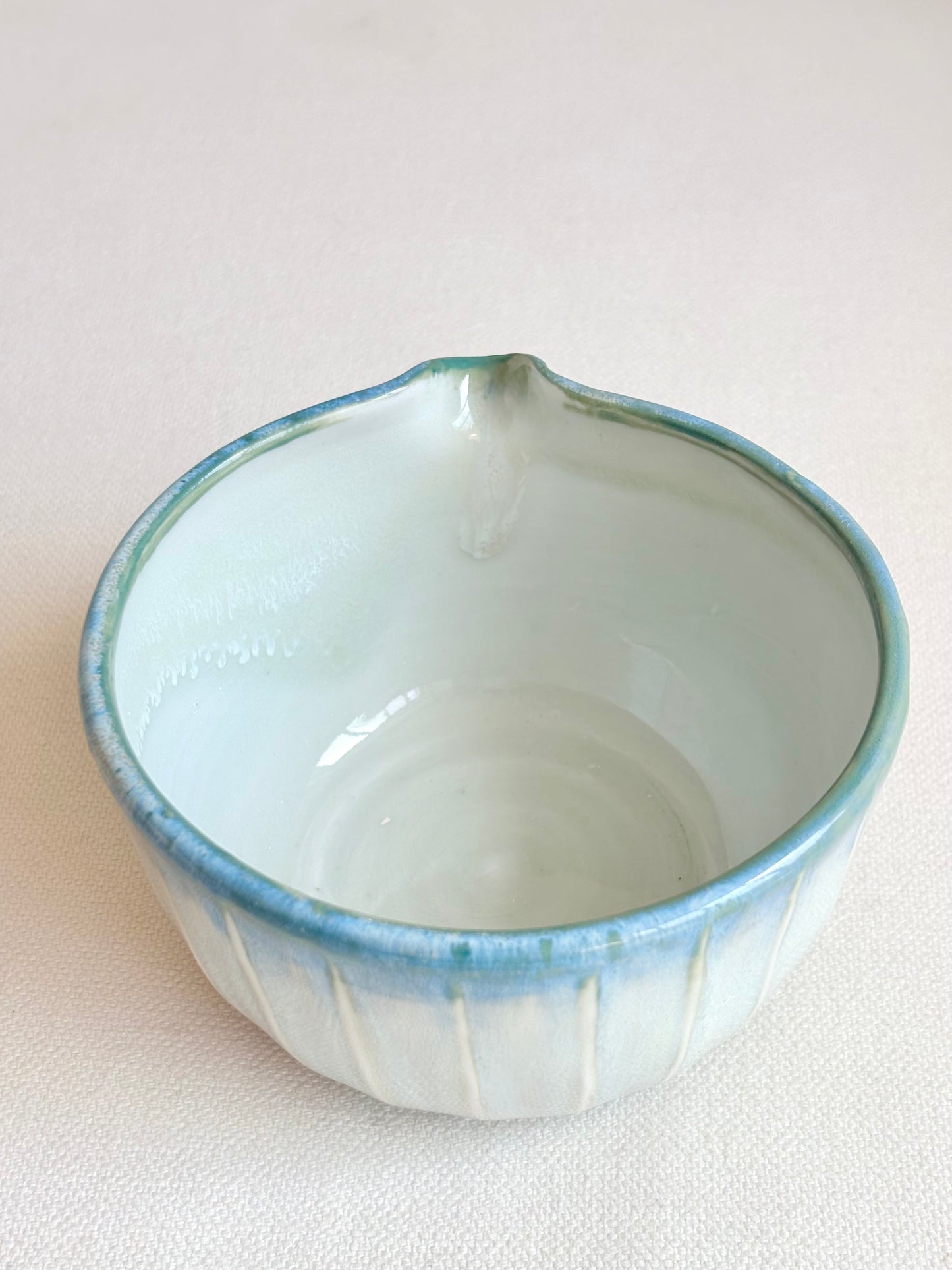 Green Gradient Fluted Porcelain Matcha Bowl - available on 6/20