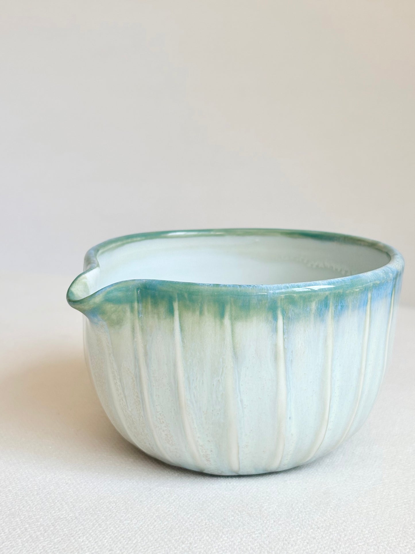 Green Gradient Fluted Porcelain Matcha Bowl - available on 6/20