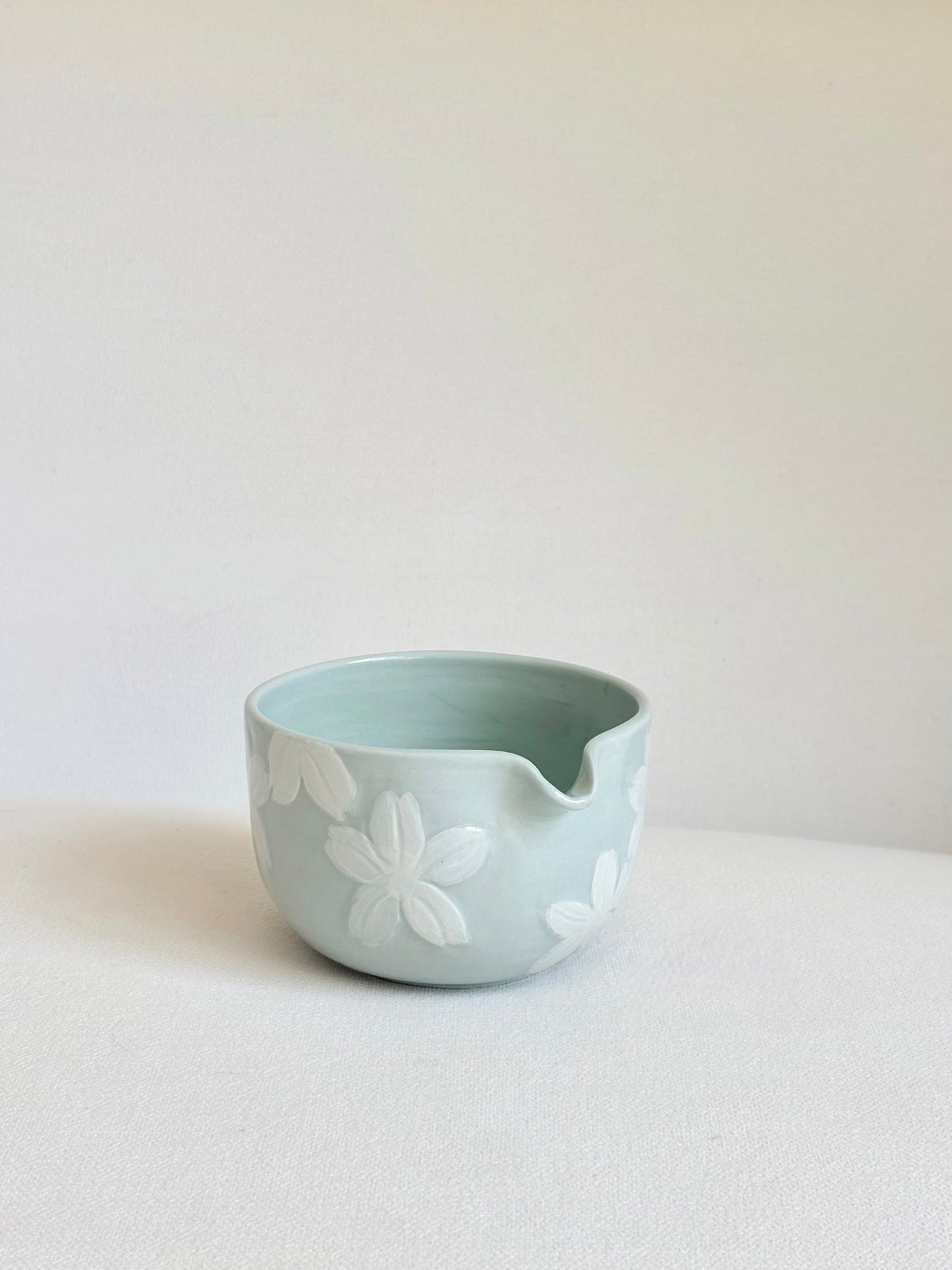 Sage Green Hellebore Hand Carved Matcha Bowl