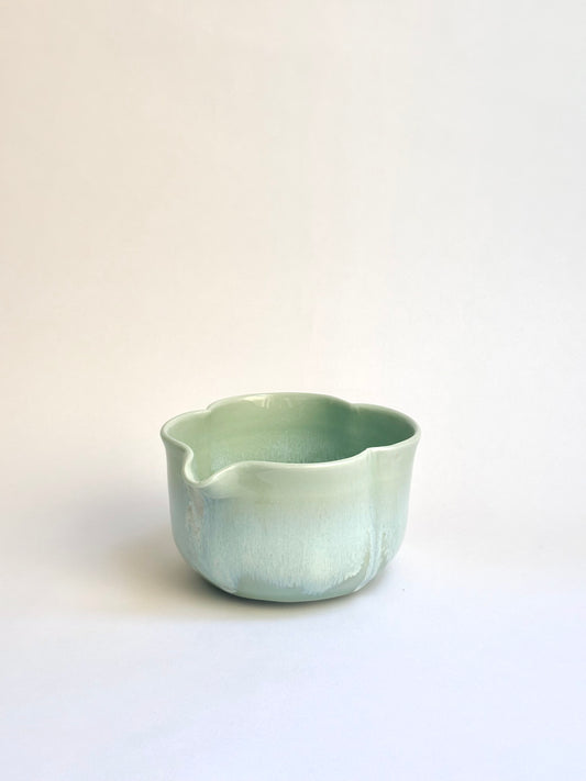 Sage Green Clover Porcelain Matcha Bowl - available on 10/4